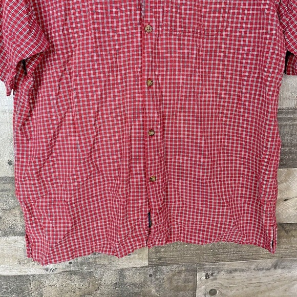 Woolrich Shirt Mens XL Short Sleeve Button Front Red Plaid Hiking Camping Pocket - Picture 3 of 5